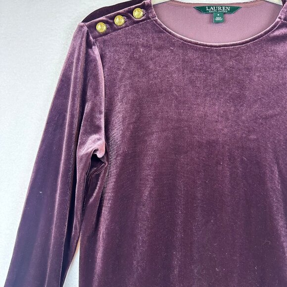 Ralph Lauren Purple Velvet Top Size S Goth Vampira Office Boho Resortwear - Picture 3 of 11